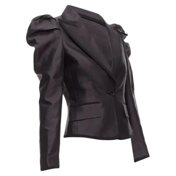 Dolce Gabbana Silk Puff Princess Sleeve Piping Tuxedo Blazer